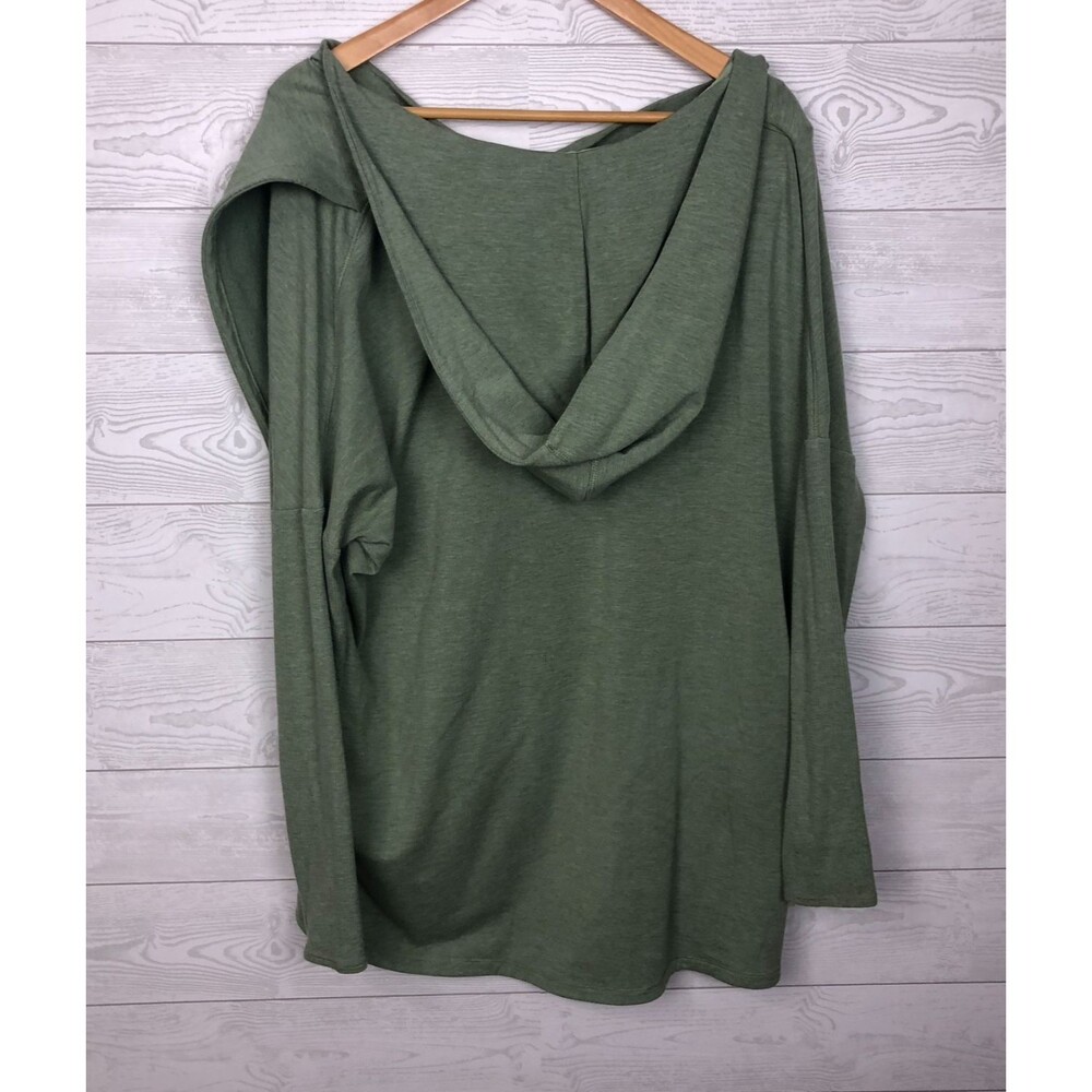 Athleta Women's Large Purana Wrap Sweatshirt Eucalyptus Olive Hooded Long Sleeve - Picture 5 of 8